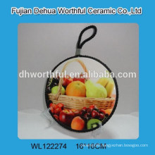 Fruit design ceramic pot holder with lifting rope